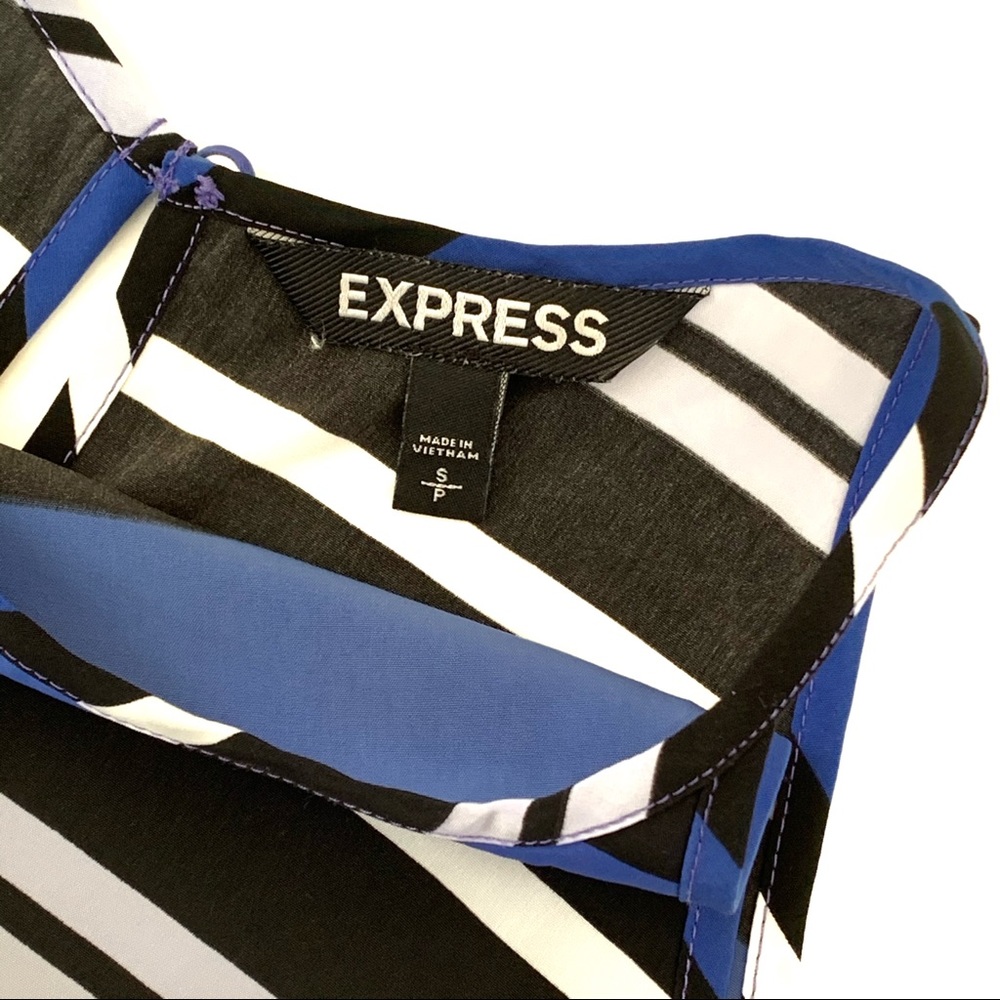 Express Deep Blue Striped Sleeveless Mini Dress - Picture 4 of 8